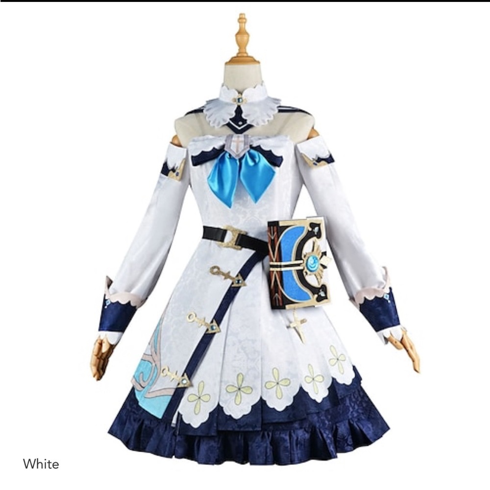 Barbara White and Blue Cosplay Dress with Book Accessory szL NWOT. NEVER WORN